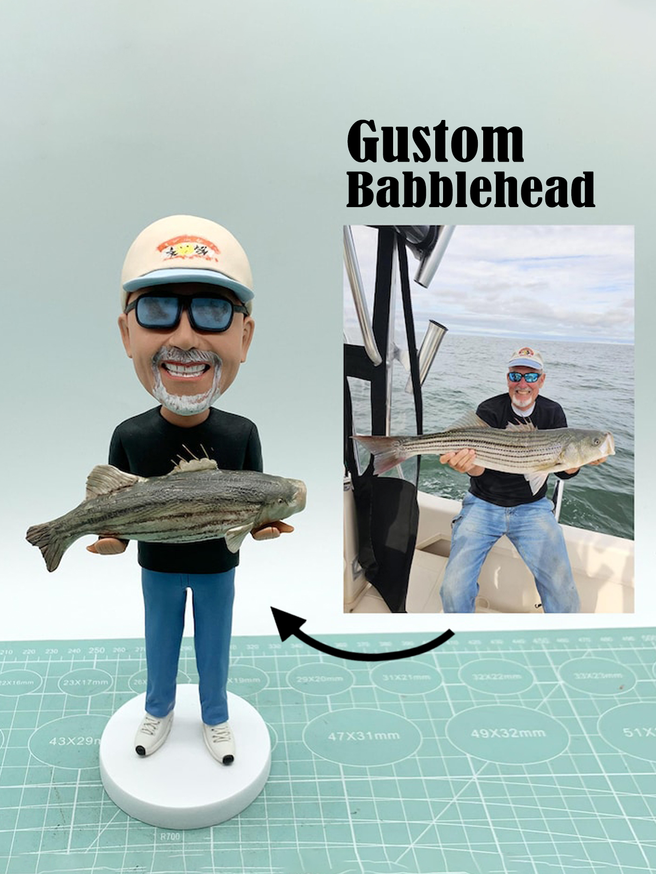 Custom Fisherman Bobblehead, Fishing Expert Bobblehead, Fisherman Sculpture